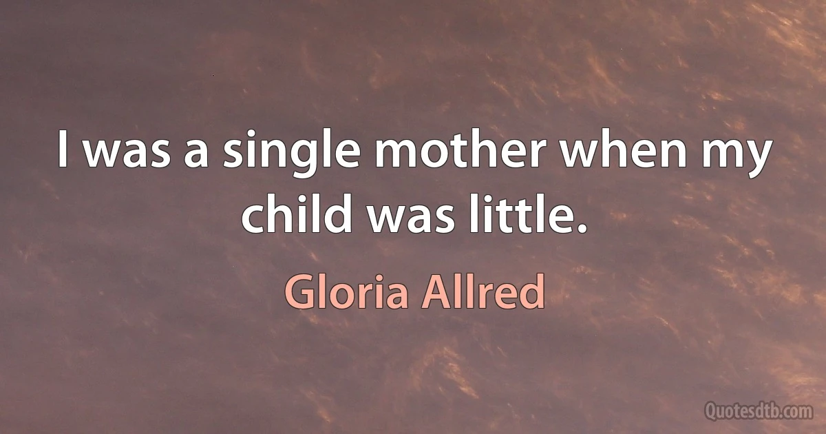 I was a single mother when my child was little. (Gloria Allred)