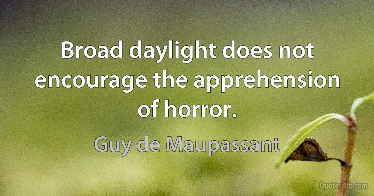 Broad daylight does not encourage the apprehension of horror. (Guy de Maupassant)