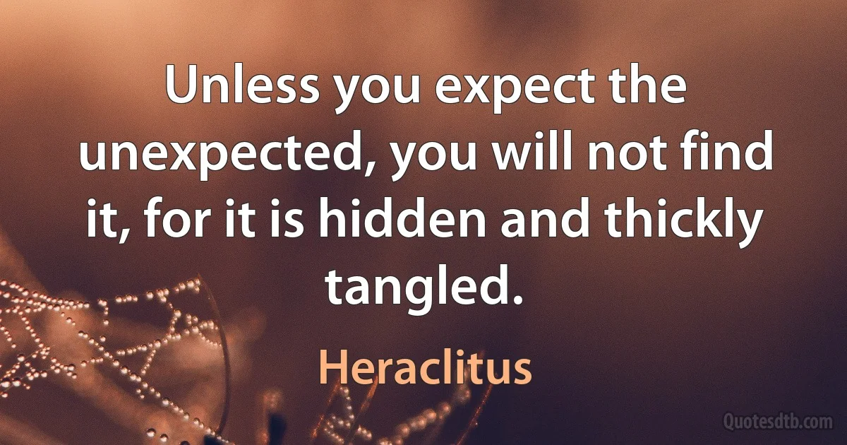 Unless you expect the unexpected, you will not find it, for it is hidden and thickly tangled. (Heraclitus)