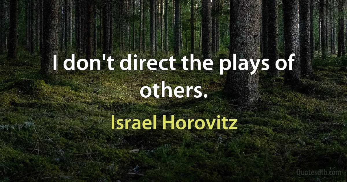 I don't direct the plays of others. (Israel Horovitz)