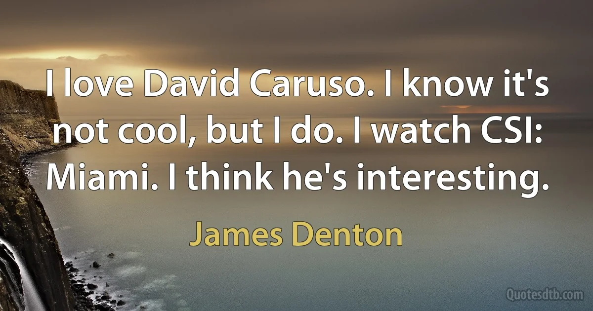 I love David Caruso. I know it's not cool, but I do. I watch CSI: Miami. I think he's interesting. (James Denton)