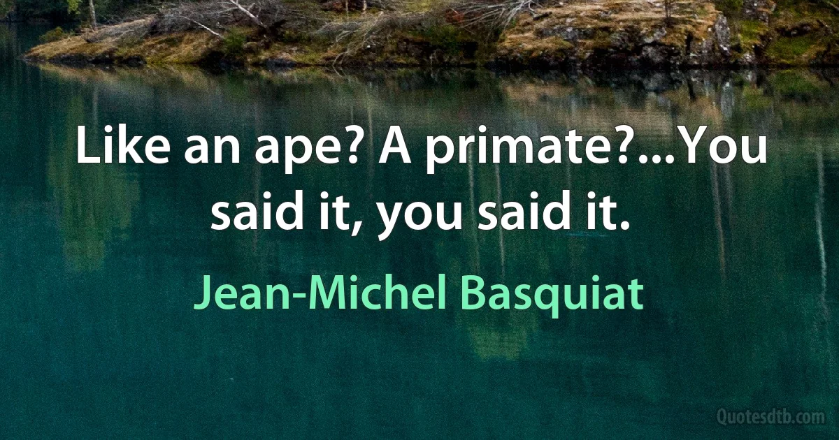 Like an ape? A primate?...You said it, you said it. (Jean-Michel Basquiat)