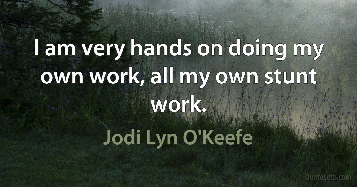 I am very hands on doing my own work, all my own stunt work. (Jodi Lyn O'Keefe)