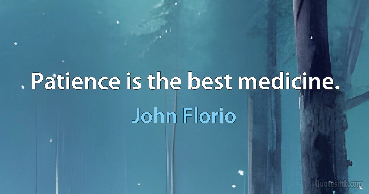 Patience is the best medicine. (John Florio)