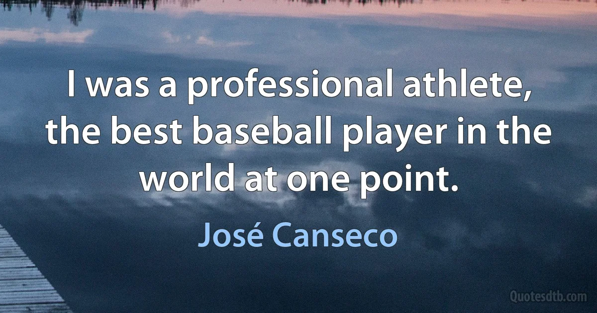 I was a professional athlete, the best baseball player in the world at one point. (José Canseco)