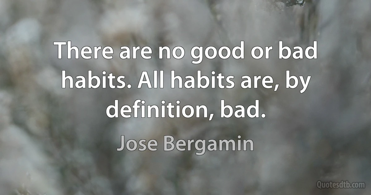 There are no good or bad habits. All habits are, by definition, bad. (Jose Bergamin)