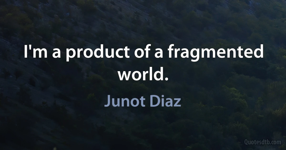 I'm a product of a fragmented world. (Junot Diaz)