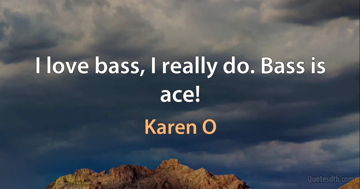 I love bass, I really do. Bass is ace! (Karen O)