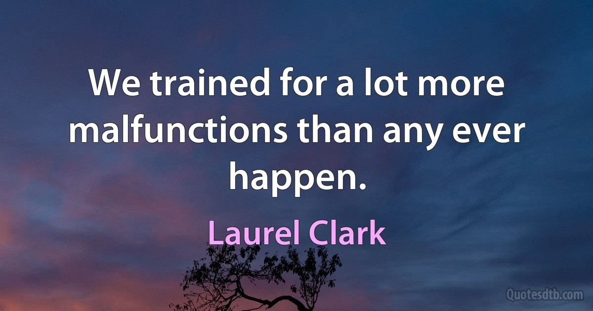 We trained for a lot more malfunctions than any ever happen. (Laurel Clark)