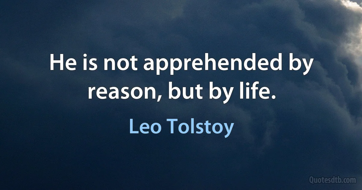 He is not apprehended by reason, but by life. (Leo Tolstoy)