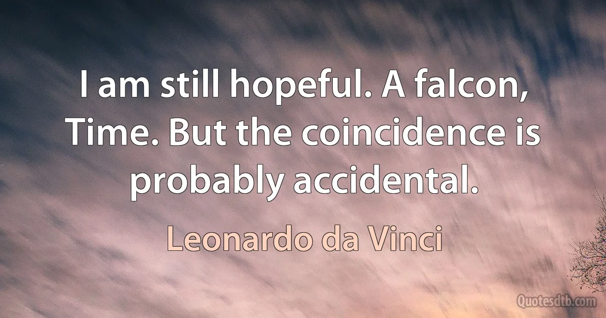 I am still hopeful. A falcon, Time. But the coincidence is probably accidental. (Leonardo da Vinci)