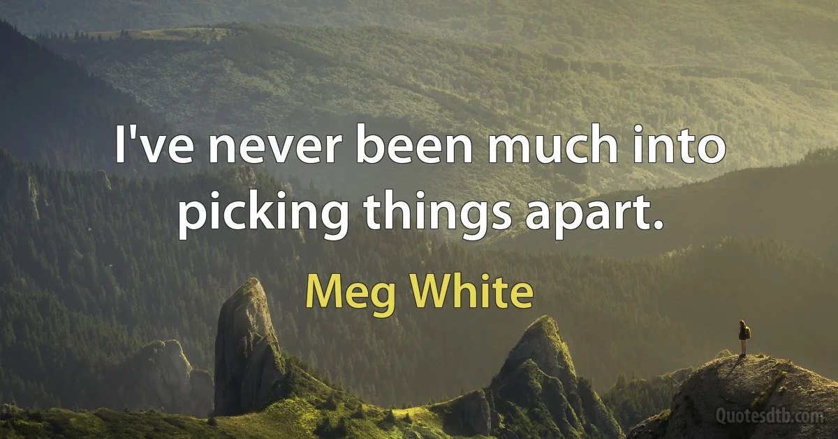 I've never been much into picking things apart. (Meg White)