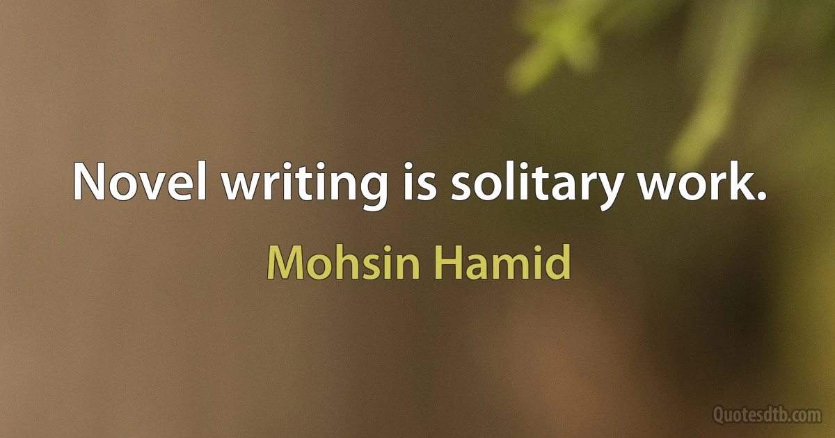 Novel writing is solitary work. (Mohsin Hamid)