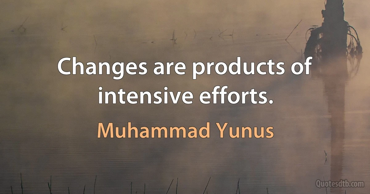 Changes are products of intensive efforts. (Muhammad Yunus)