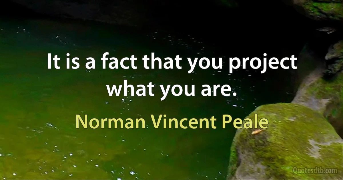 It is a fact that you project what you are. (Norman Vincent Peale)