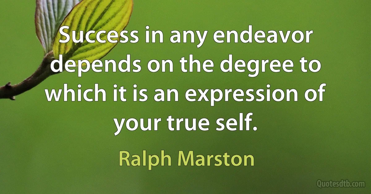 Success in any endeavor depends on the degree to which it is an expression of your true self. (Ralph Marston)