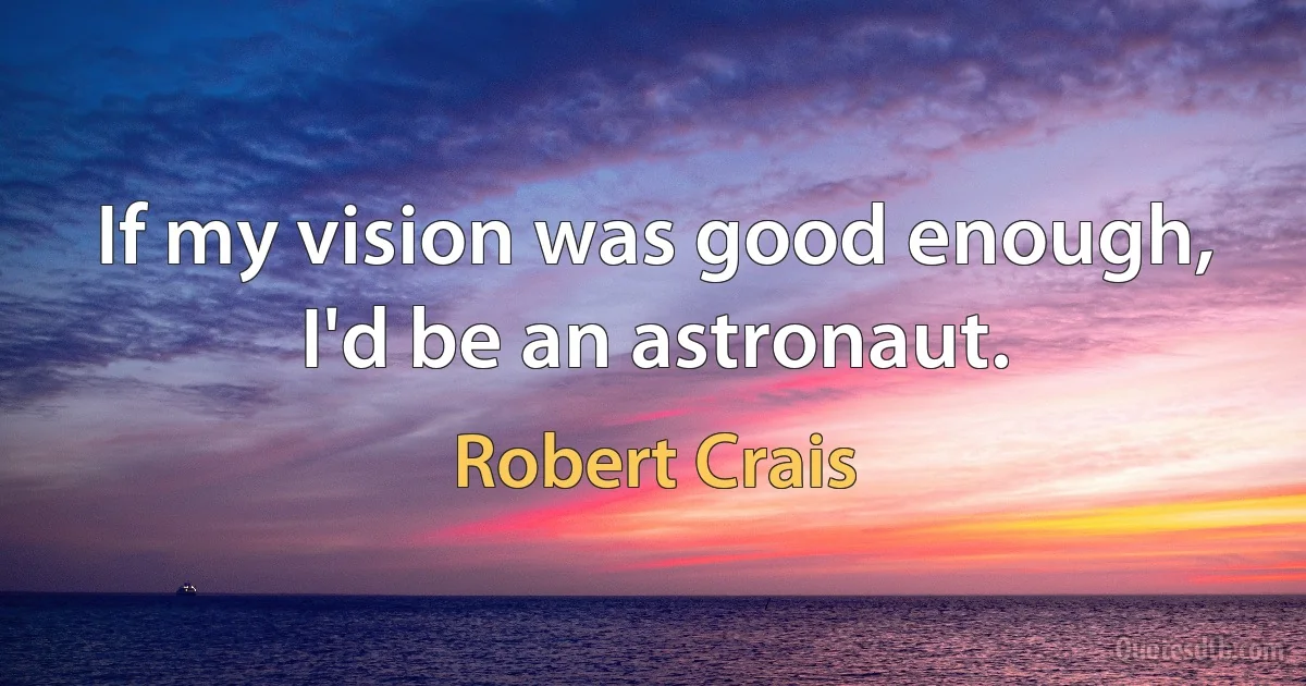 If my vision was good enough, I'd be an astronaut. (Robert Crais)