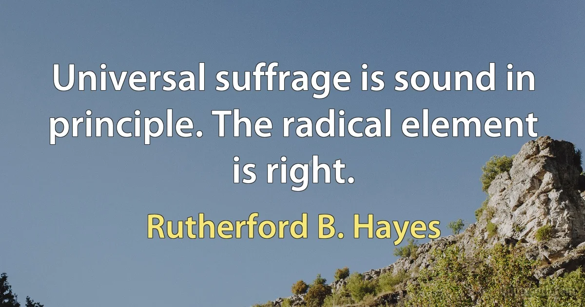 Universal suffrage is sound in principle. The radical element is right. (Rutherford B. Hayes)