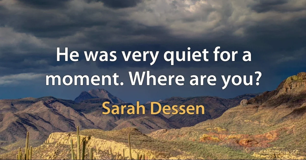 He was very quiet for a moment. Where are you? (Sarah Dessen)