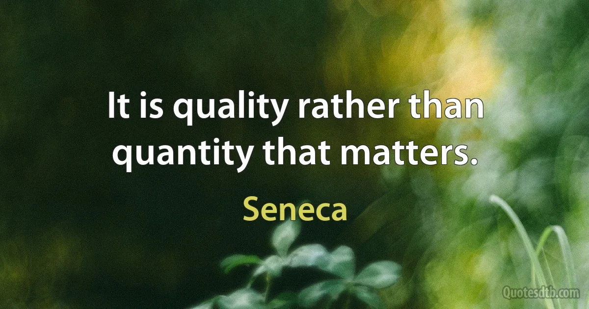 It is quality rather than quantity that matters. (Seneca)