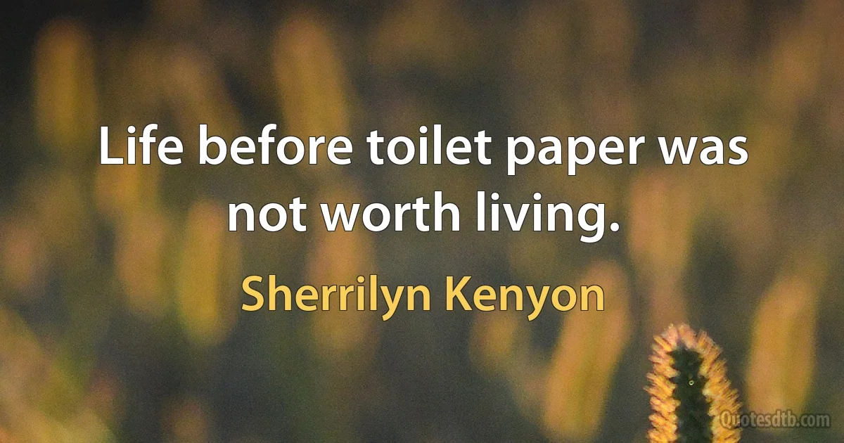 Life before toilet paper was not worth living. (Sherrilyn Kenyon)