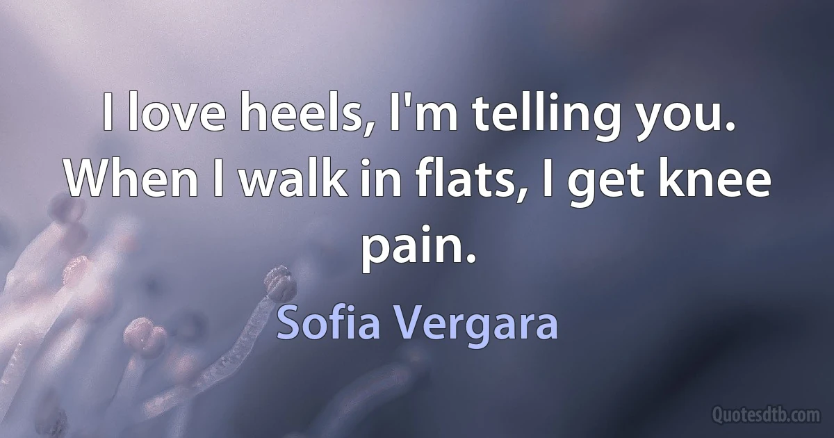 I love heels, I'm telling you. When I walk in flats, I get knee pain. (Sofia Vergara)