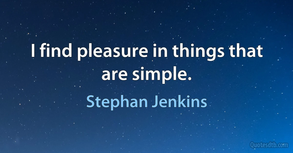 I find pleasure in things that are simple. (Stephan Jenkins)