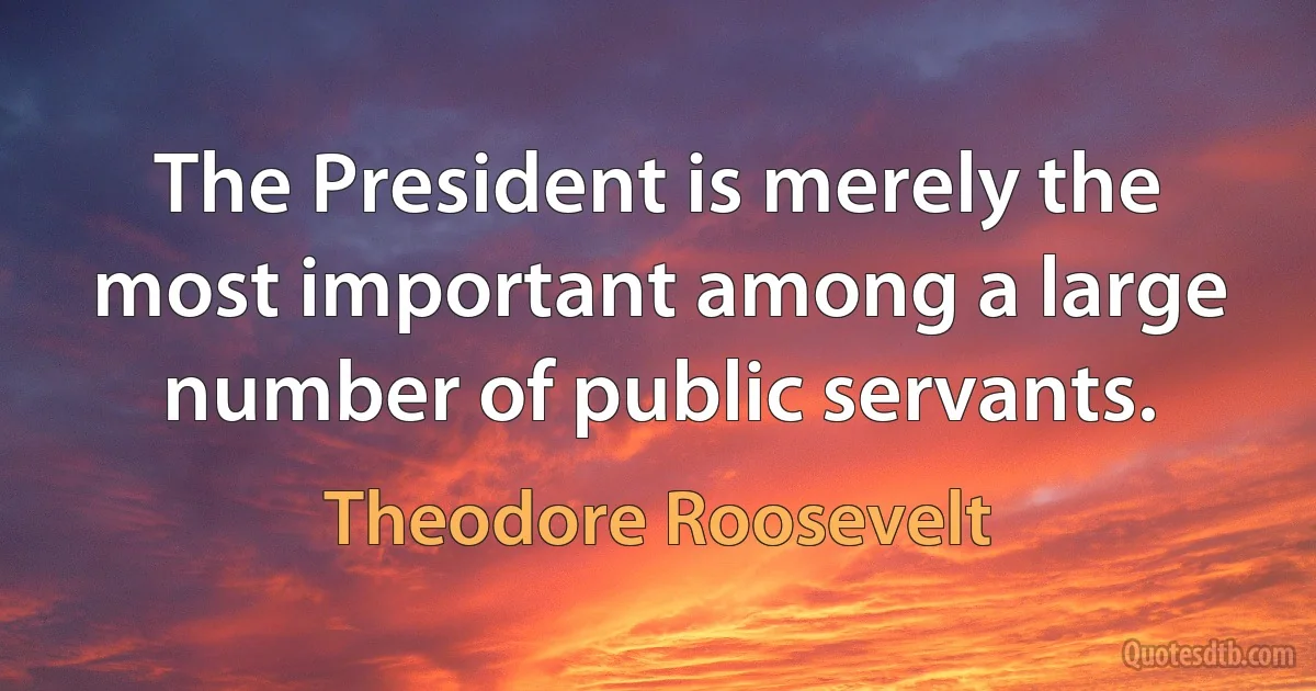 The President is merely the most important among a large number of public servants. (Theodore Roosevelt)