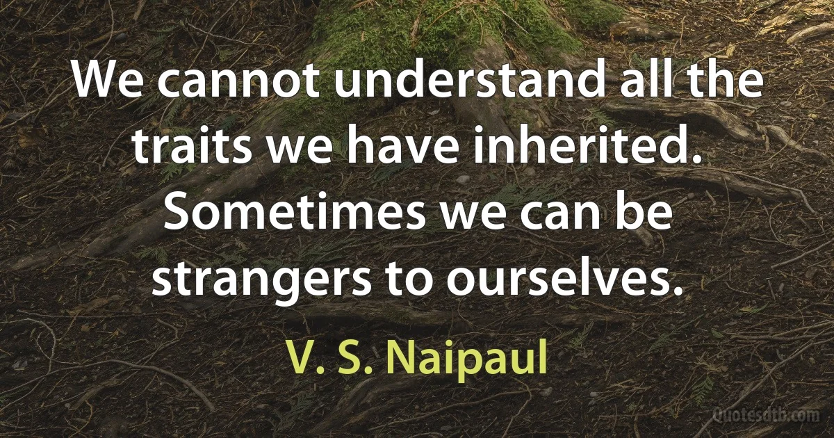 We cannot understand all the traits we have inherited. Sometimes we can be strangers to ourselves. (V. S. Naipaul)