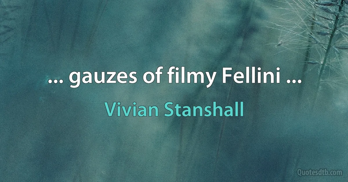 ... gauzes of filmy Fellini ... (Vivian Stanshall)