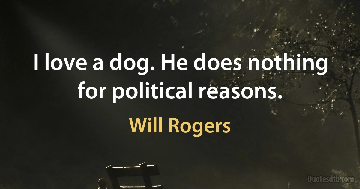 I love a dog. He does nothing for political reasons. (Will Rogers)