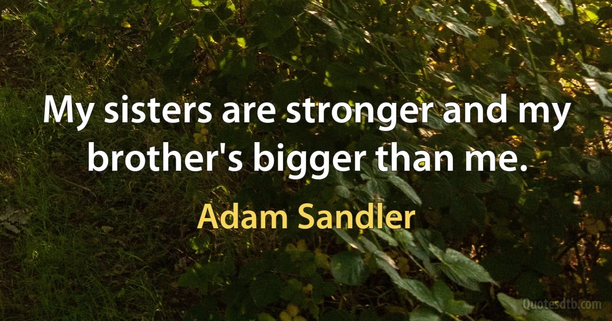 My sisters are stronger and my brother's bigger than me. (Adam Sandler)