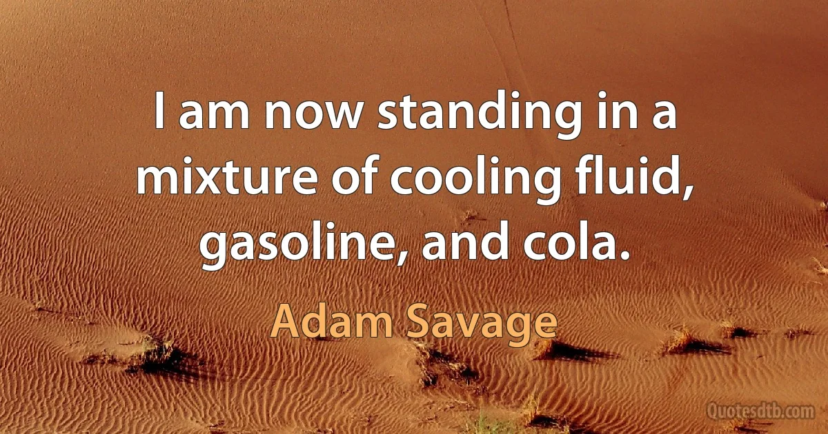 I am now standing in a mixture of cooling fluid, gasoline, and cola. (Adam Savage)