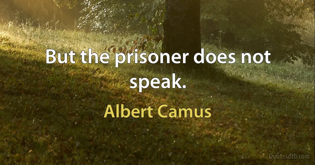 But the prisoner does not speak. (Albert Camus)