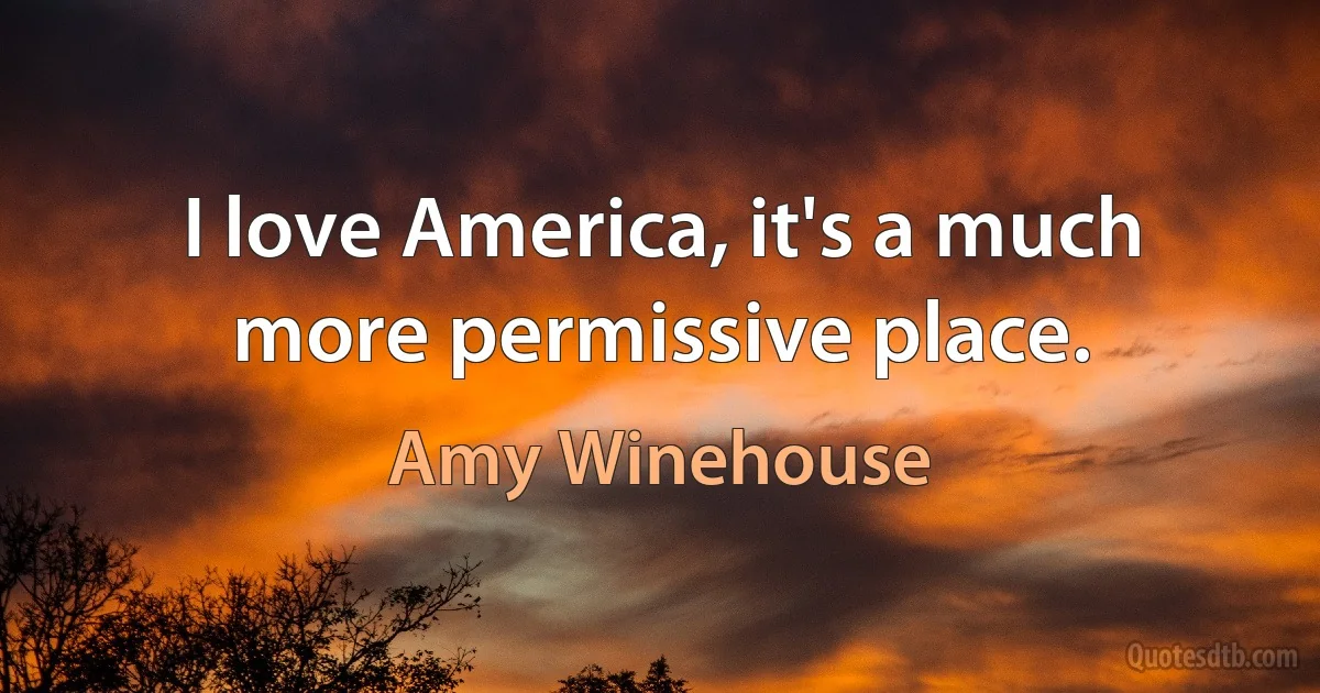 I love America, it's a much more permissive place. (Amy Winehouse)