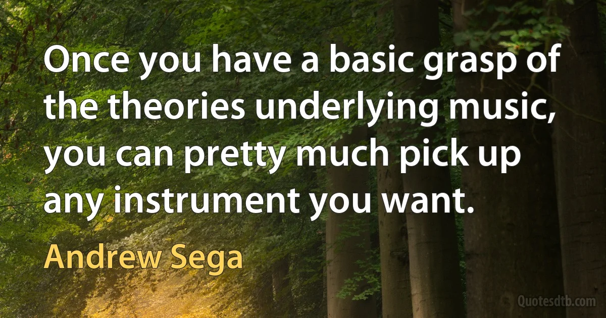 Once you have a basic grasp of the theories underlying music, you can pretty much pick up any instrument you want. (Andrew Sega)