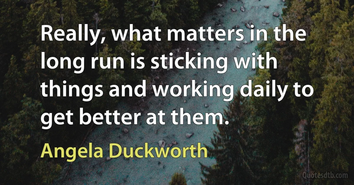 Really, what matters in the long run is sticking with things and working daily to get better at them. (Angela Duckworth)