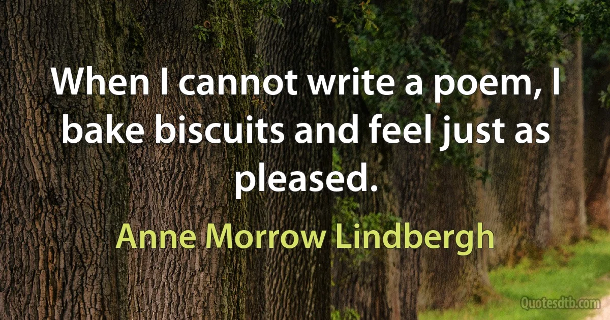 When I cannot write a poem, I bake biscuits and feel just as pleased. (Anne Morrow Lindbergh)