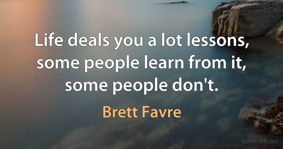 Life deals you a lot lessons, some people learn from it, some people don't. (Brett Favre)