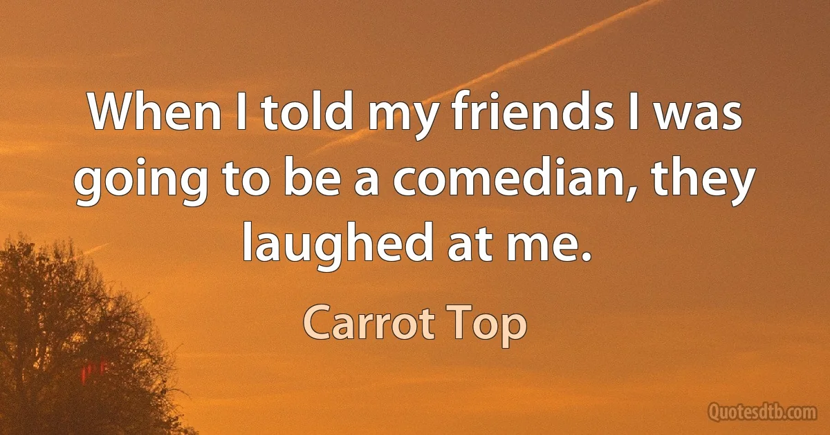 When I told my friends I was going to be a comedian, they laughed at me. (Carrot Top)