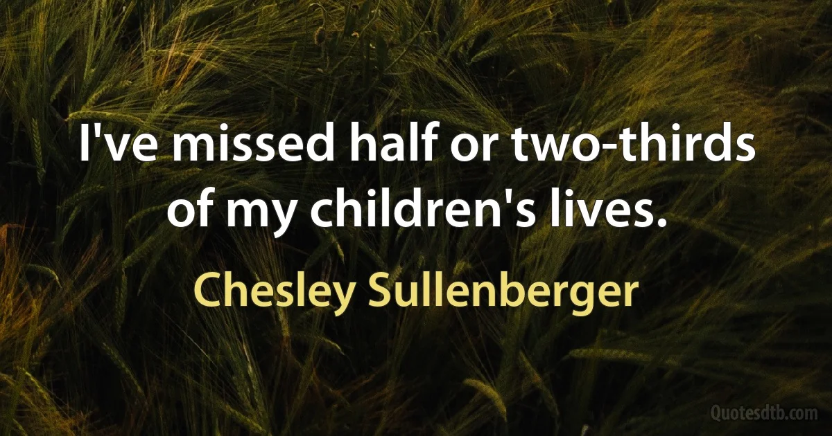 I've missed half or two-thirds of my children's lives. (Chesley Sullenberger)