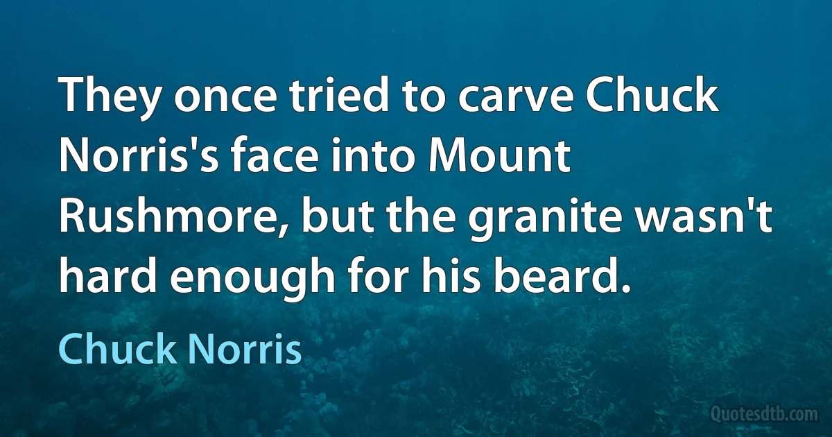 They once tried to carve Chuck Norris's face into Mount Rushmore, but the granite wasn't hard enough for his beard. (Chuck Norris)