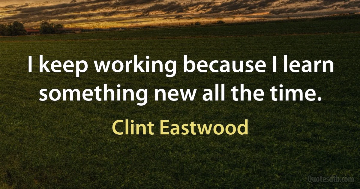 I keep working because I learn something new all the time. (Clint Eastwood)