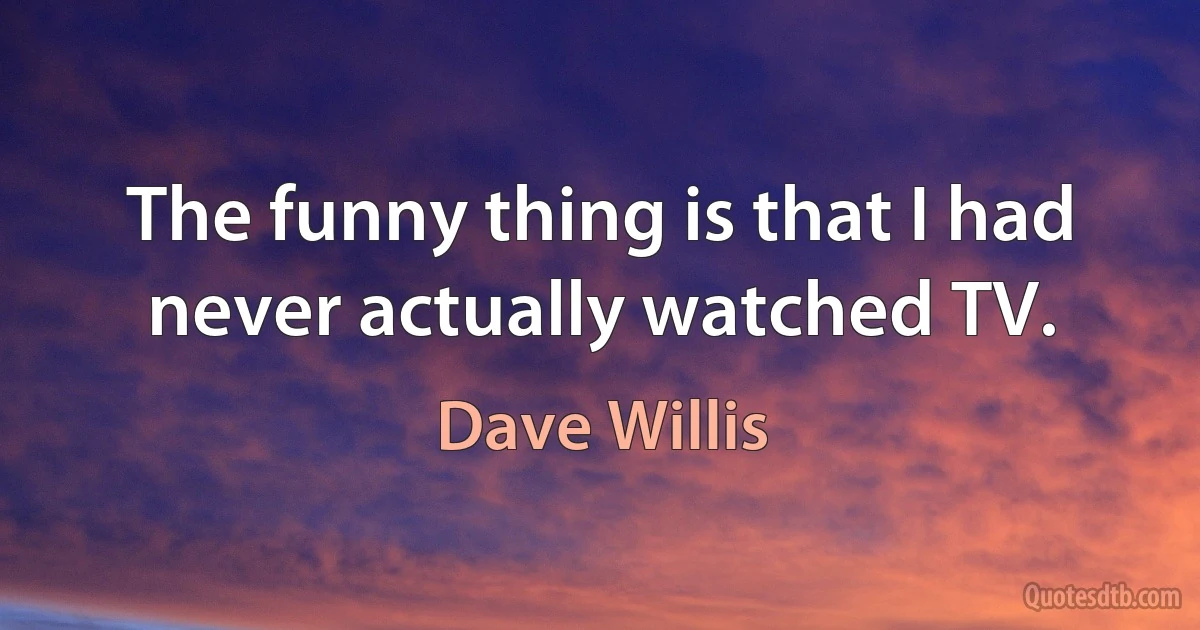 The funny thing is that I had never actually watched TV. (Dave Willis)