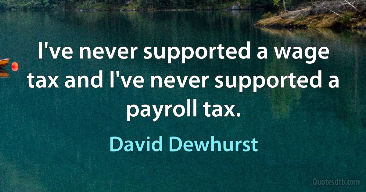 I've never supported a wage tax and I've never supported a payroll tax. (David Dewhurst)