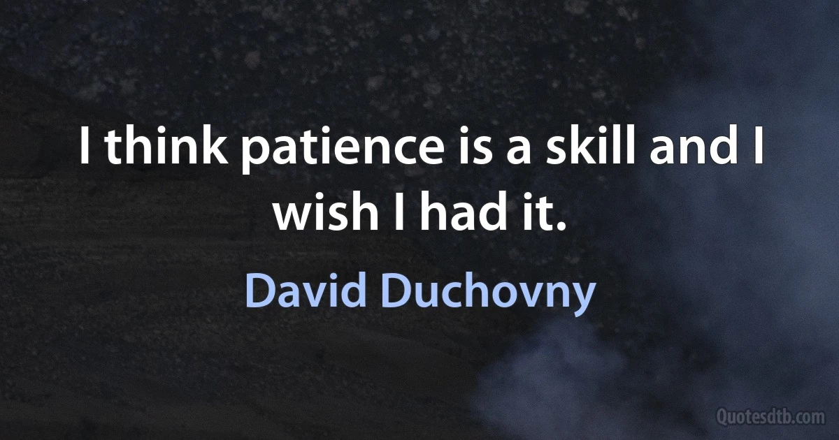 I think patience is a skill and I wish I had it. (David Duchovny)