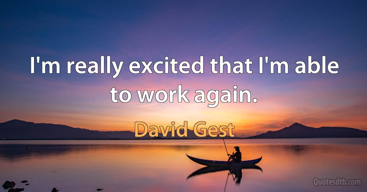 I'm really excited that I'm able to work again. (David Gest)