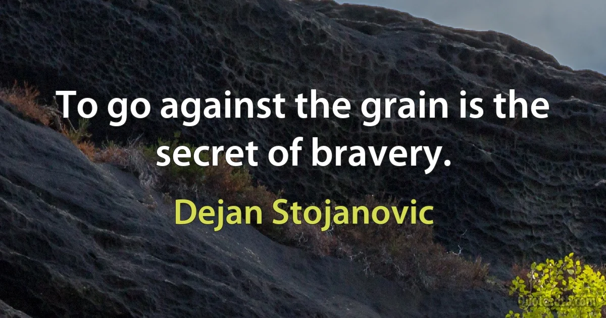 To go against the grain is the secret of bravery. (Dejan Stojanovic)