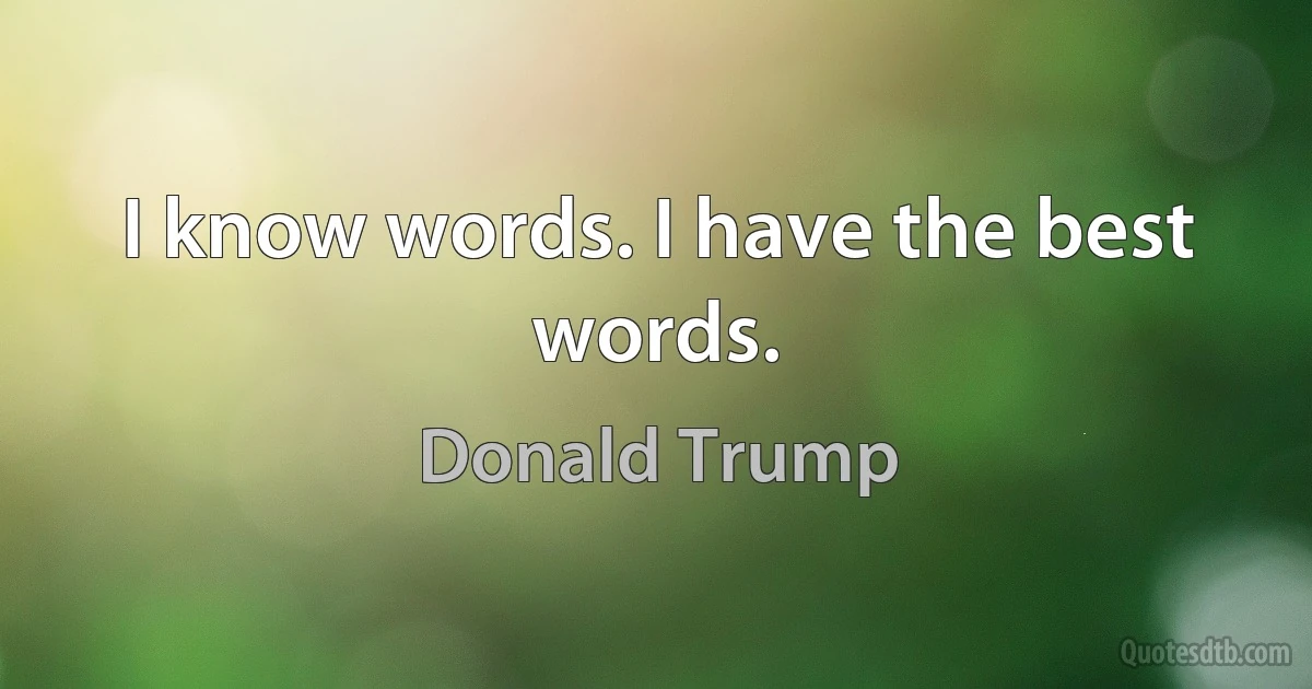 I know words. I have the best words. (Donald Trump)