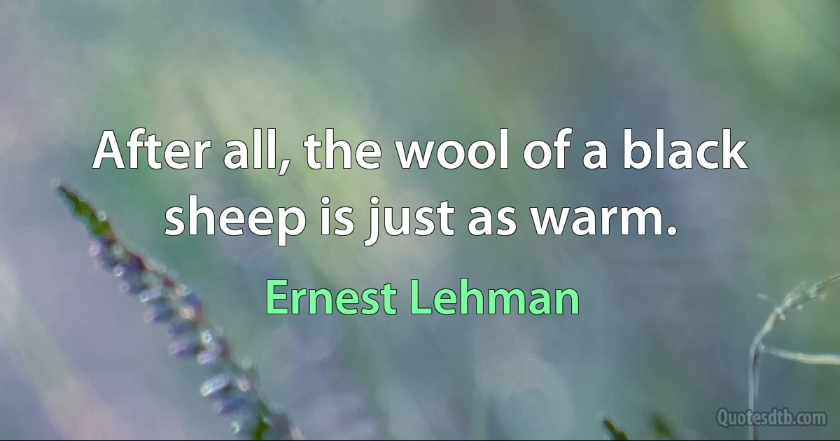 After all, the wool of a black sheep is just as warm. (Ernest Lehman)